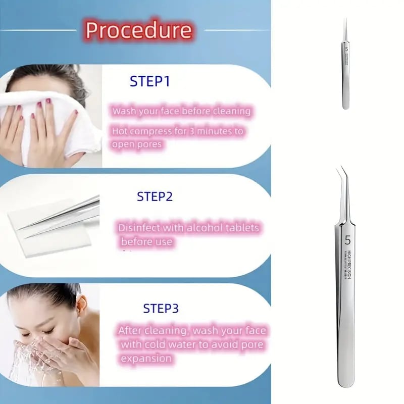 Clearify™ | Professionell pincett för borttagning av pormaskar från ansiktet